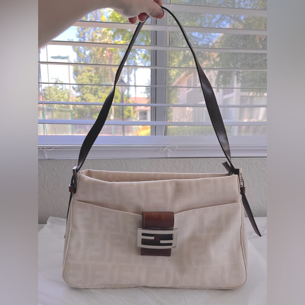 Vintage Fendi Zucca White Shoulder Bag